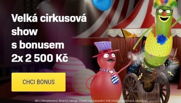 Získejte cirkusový bonus u Sazka Her 2x 2 500 Kč