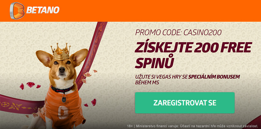 Zvolte registraci s promo kódem a budete odměněni 200 free spiny extra