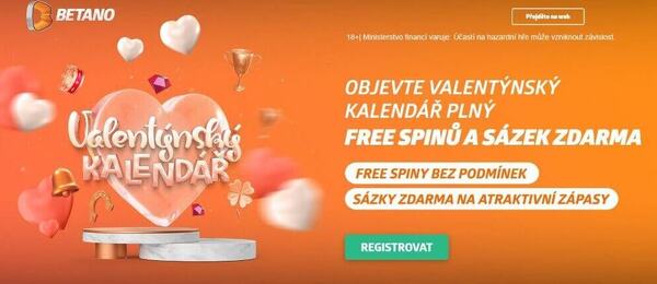 Získejte ve Valentýnském kalendáři od Betana bonusy i free spiny